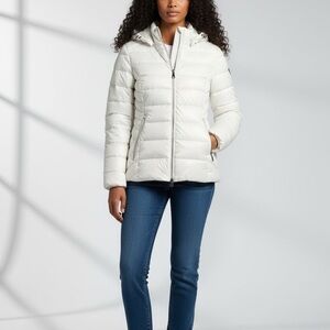 Guess Women's Ivory Puffer Jacket